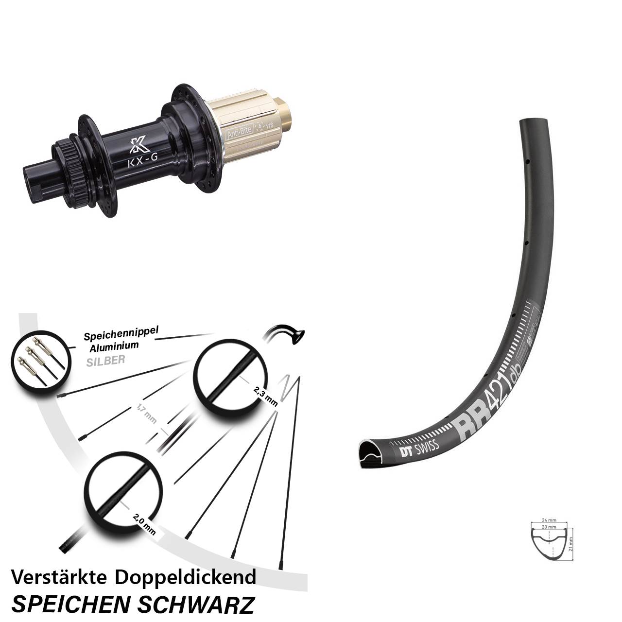 Disc Laufrad 28 Zoll DT Swiss RR421 KX-G 8-12 fach HG 12x142