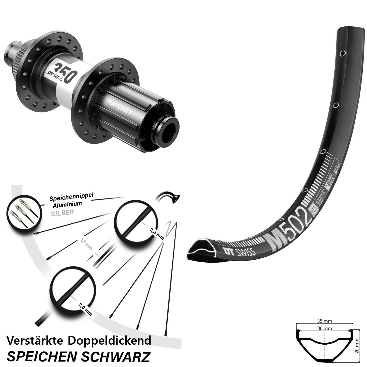 29 Zoll M 502 DT Swiss 350 Disc Hinterrad 12x142 8-11 fach