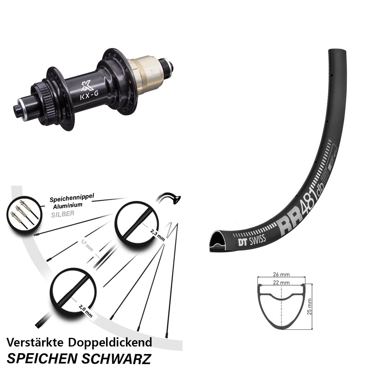Hinterrad Centerlock 28 Zoll DT Swiss RR481 KX-G XDR 11-12 fach für Schnellspanner