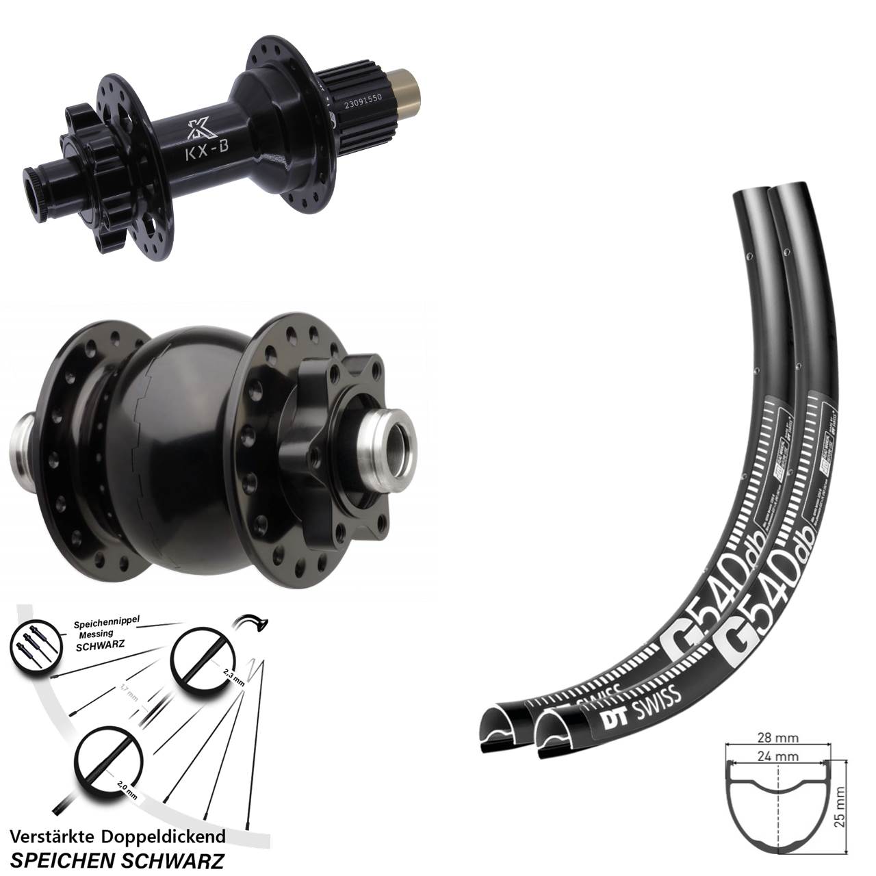 Boost Disc Laufradsatz 12x110/148 27,5 Zoll DT Swiss G540 KX-B SON 28 Shimano Micro Spline