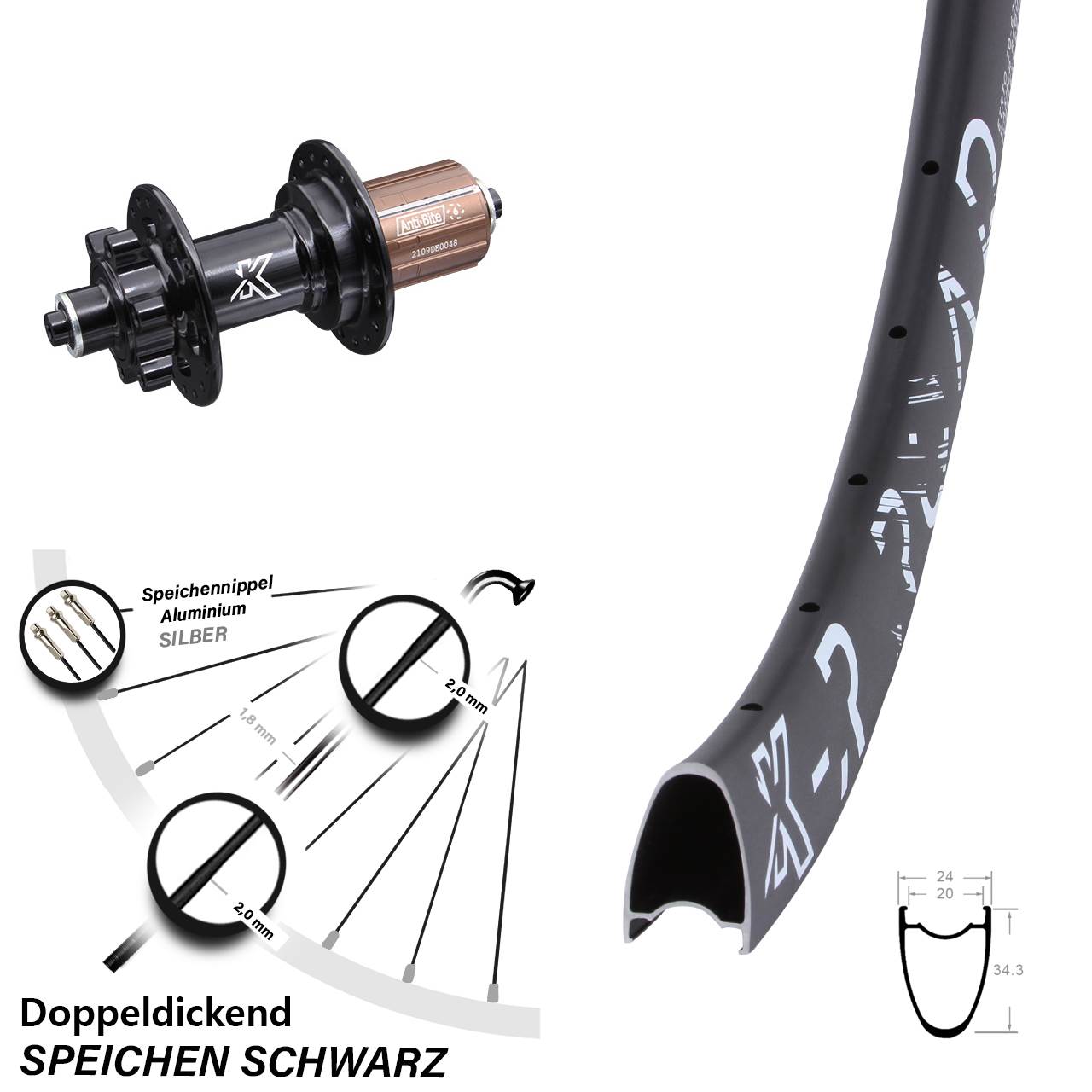 Disc Laufrad 28 Zoll KX-MR Road 8-12 fach HG für Schnellspanner
