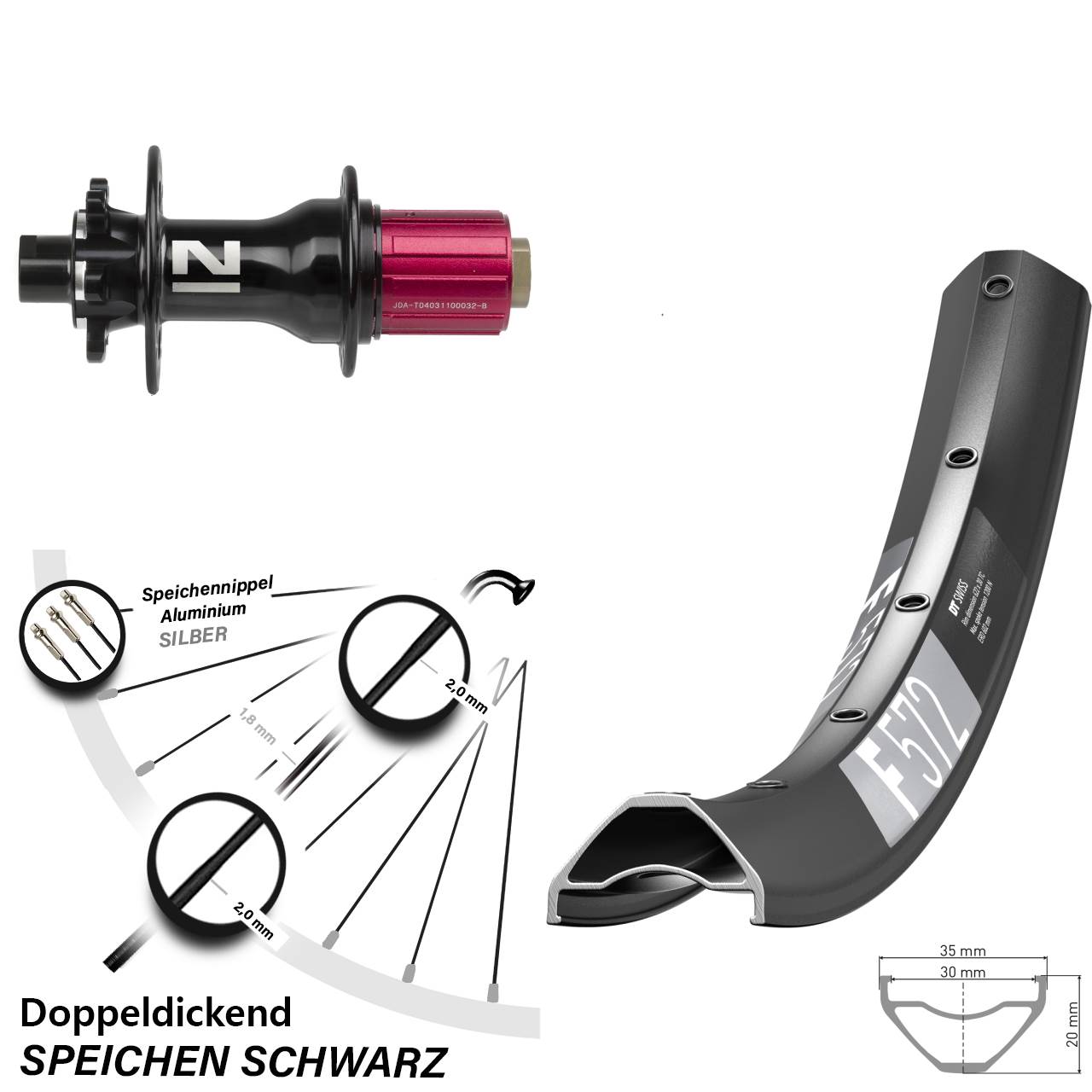 29 Zoll DT Swiss F572 Novatec D792 6-Loch Hinterrad 12x142 8-12 fach