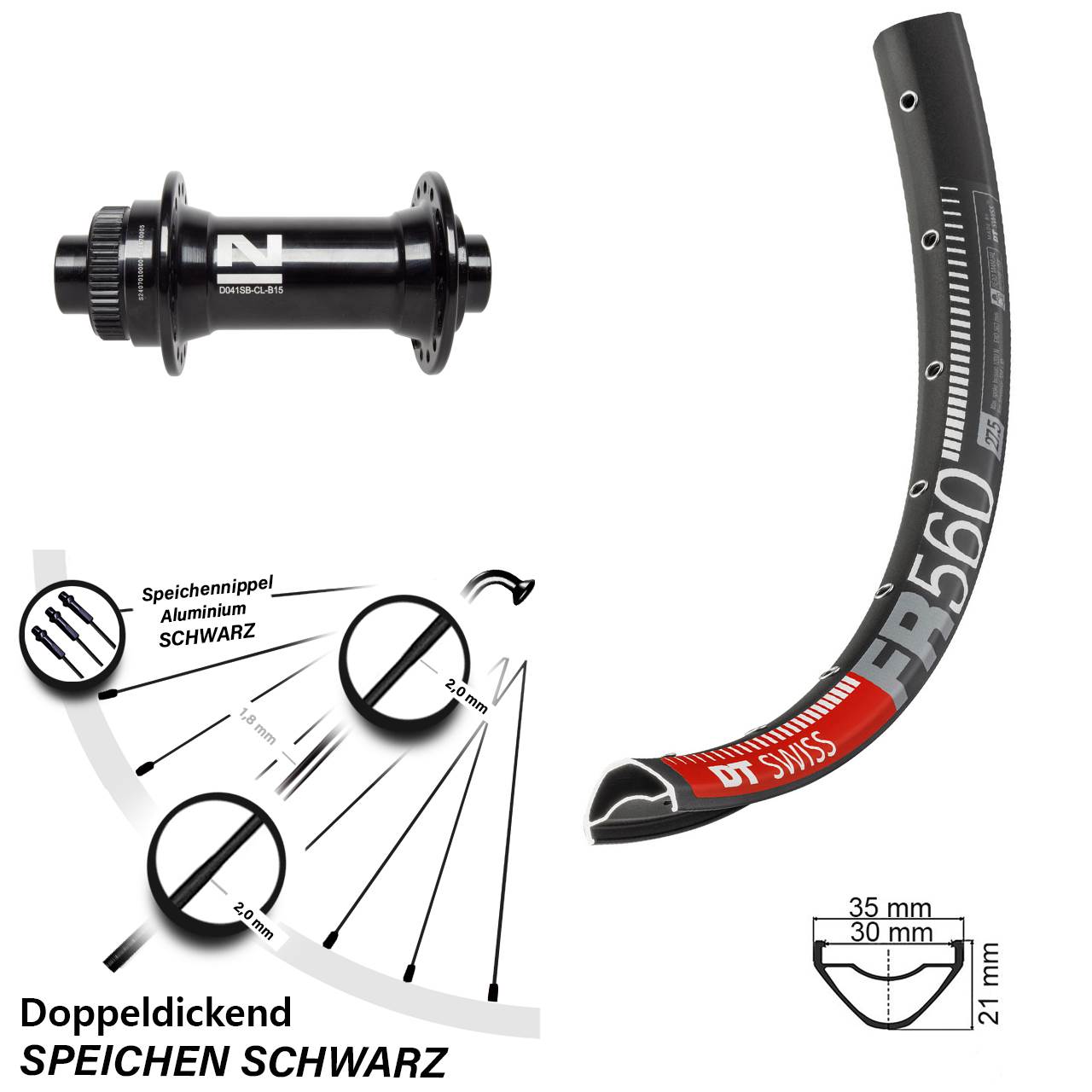 DT Swiss FR 560 Novatec D041SB 26 Zoll Disc Vorderrad 15x110 Boost