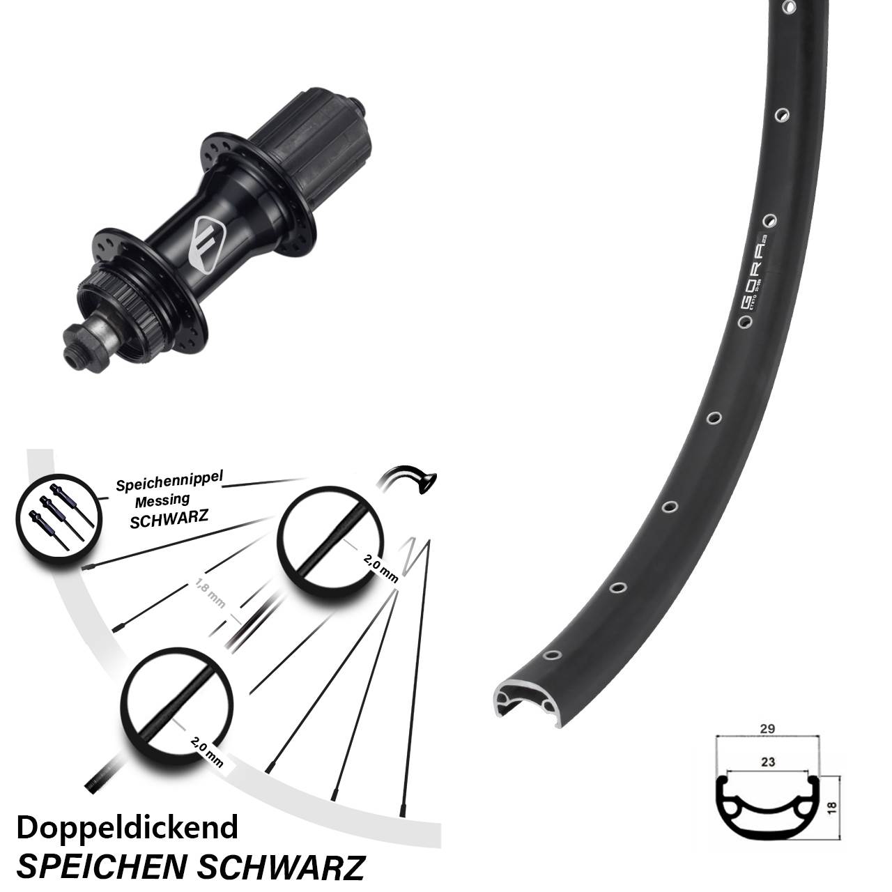 Hinterrad Centerlock 26 Zoll Gora 23 Formula CL-52 8-11 fach QR