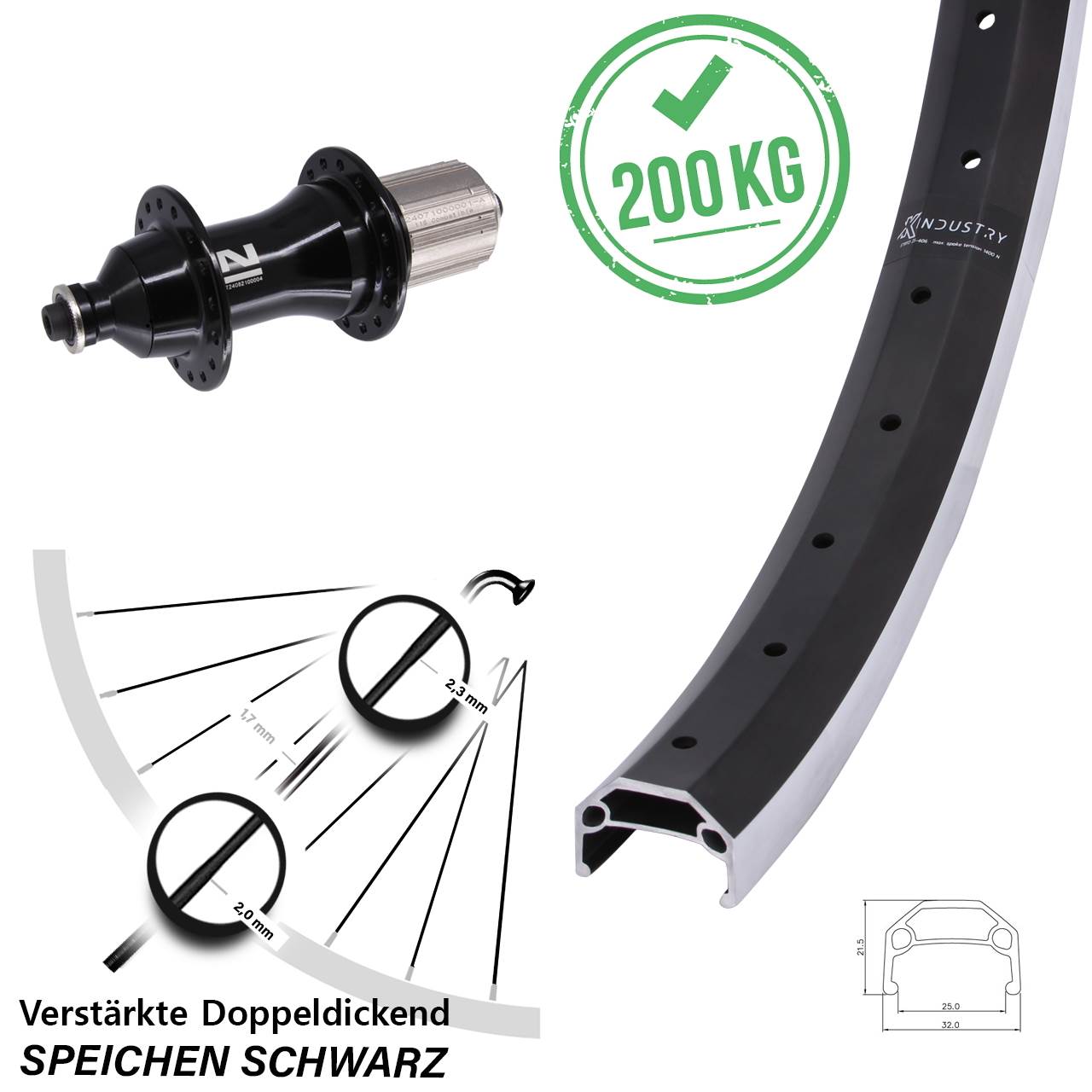 KX Industry Novatec F162 Heavy Duty 26 Zoll Hinterrad für Schnellspanner 8-12 fach HG