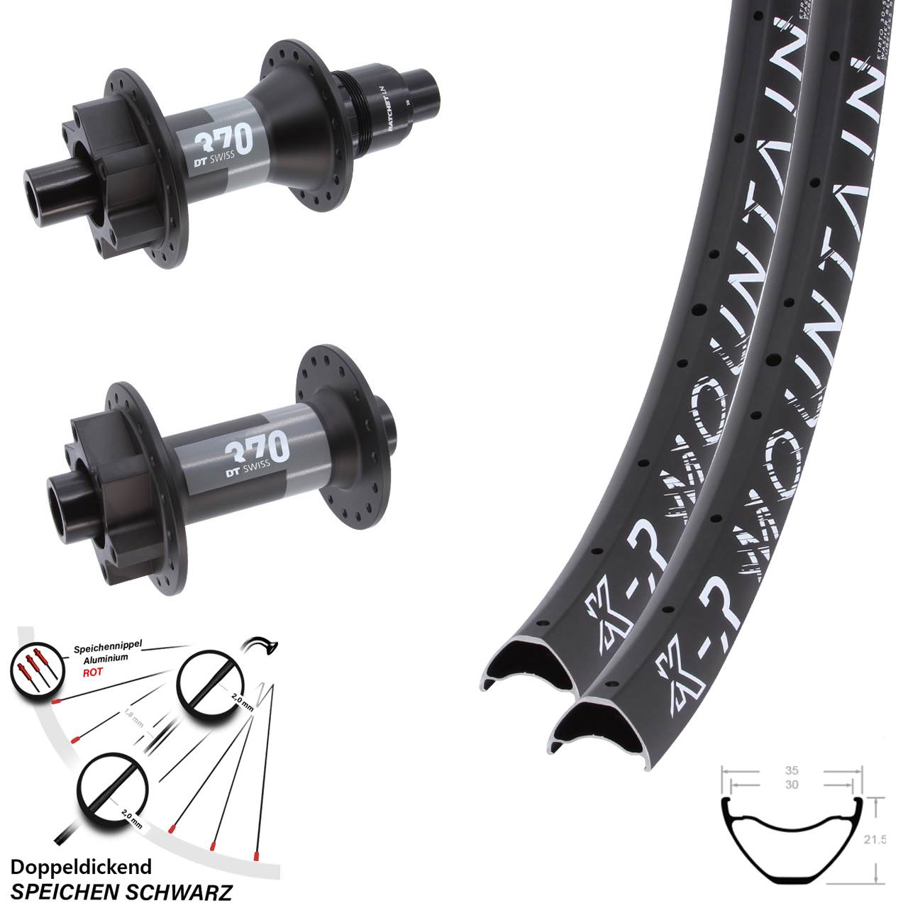 6-Loch Laufradsatz 29 Zoll KX-R Mountain DT Swiss 370 XD 15x110 12x148