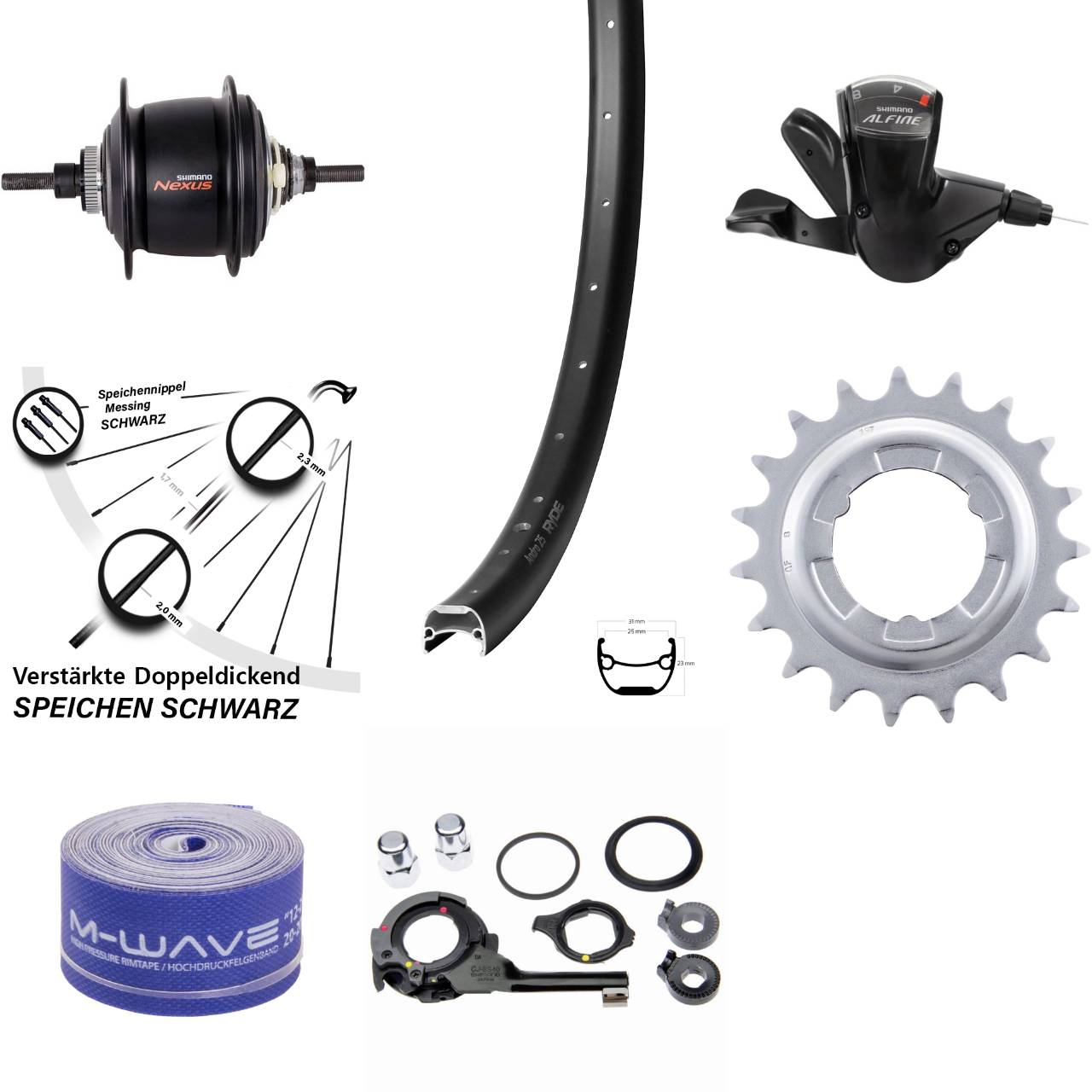 28 Zoll Hinterrad Ryde Andra 25 8-Gang Centerlock