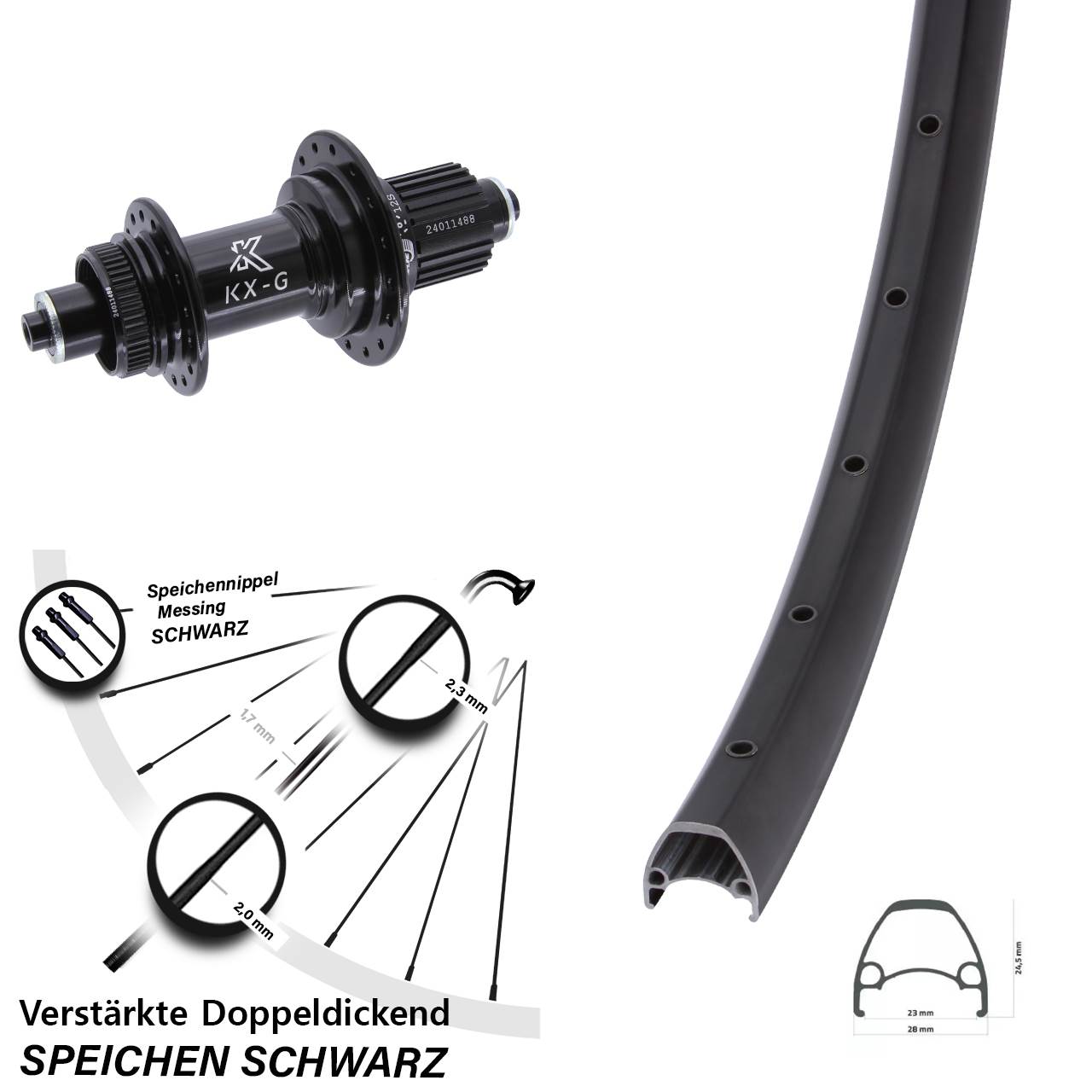 Hinterrad Centerlock 28-29 Zoll Ambrosio Sport KX-G Shimano Micro Spline QR