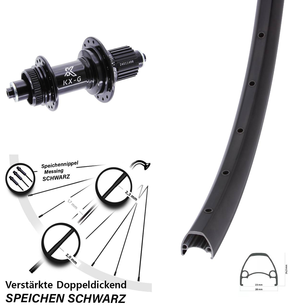 Hinterrad Centerlock 28-29 Zoll Ambrosio Sport KX-G Shimano Micro Spline QR