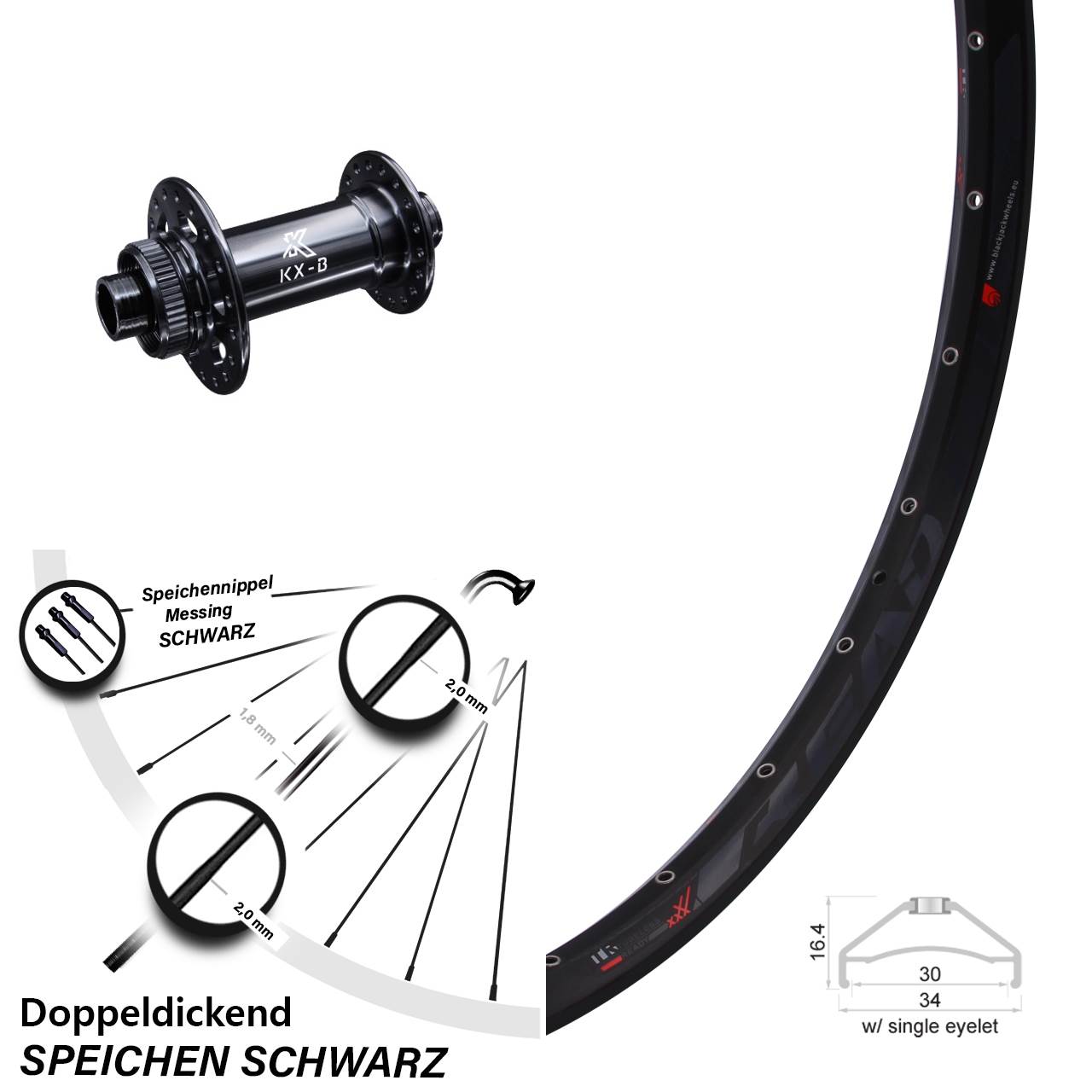 Vorderrad 27,5 Zoll Rodi Ready 30 KX-B Centerlock Boost