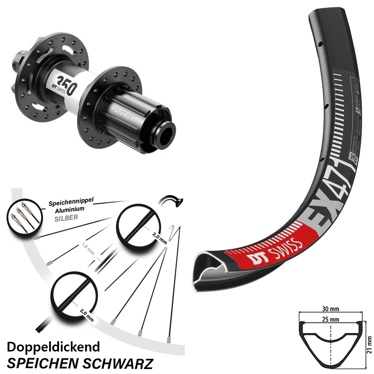 DT Swiss EX471-350 Boost 12x148 11-fach Hinterrad 29 Zoll 6-Loch
