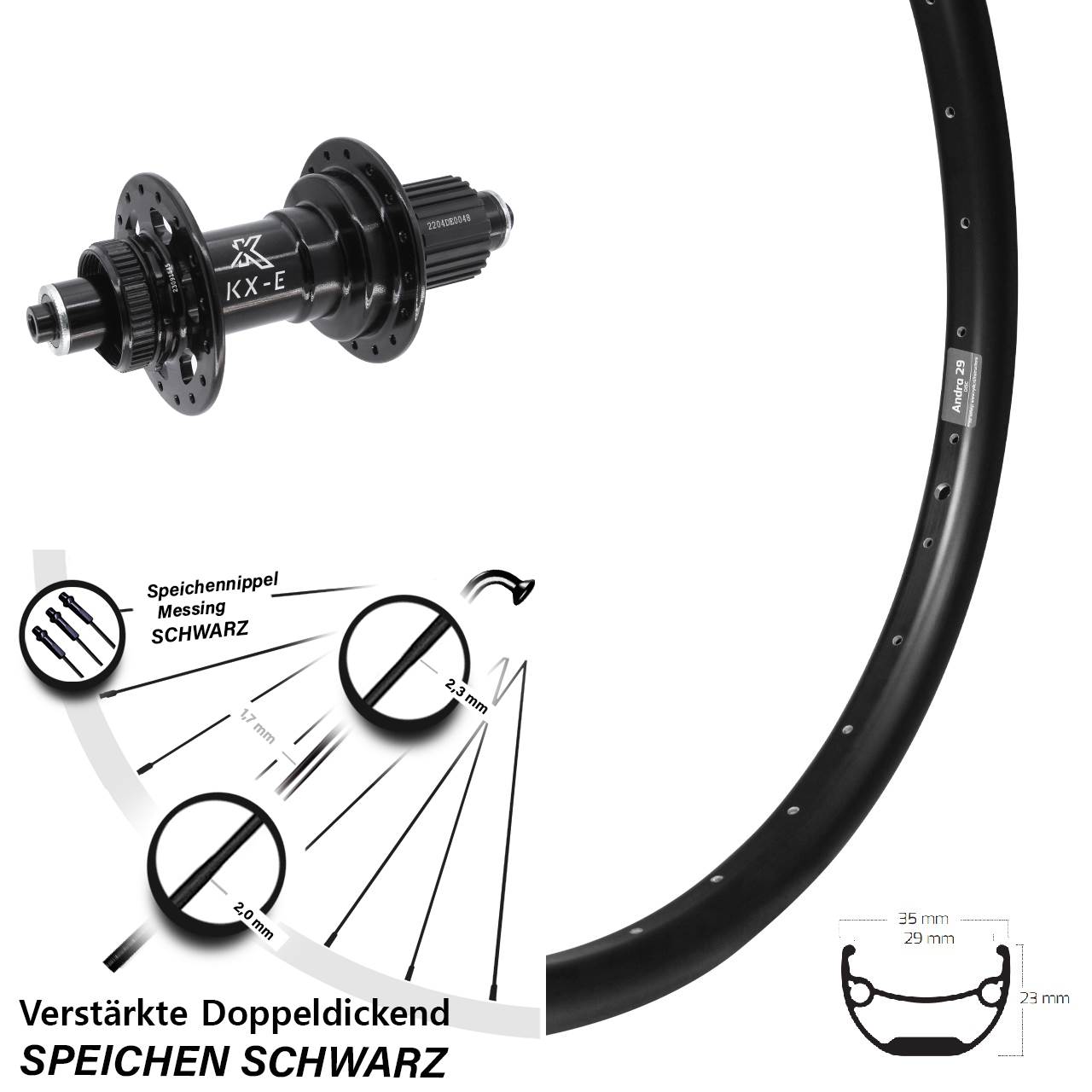 Disc Laufrad Ryde Andra 29 Zoll KX-E Micro Spline QR