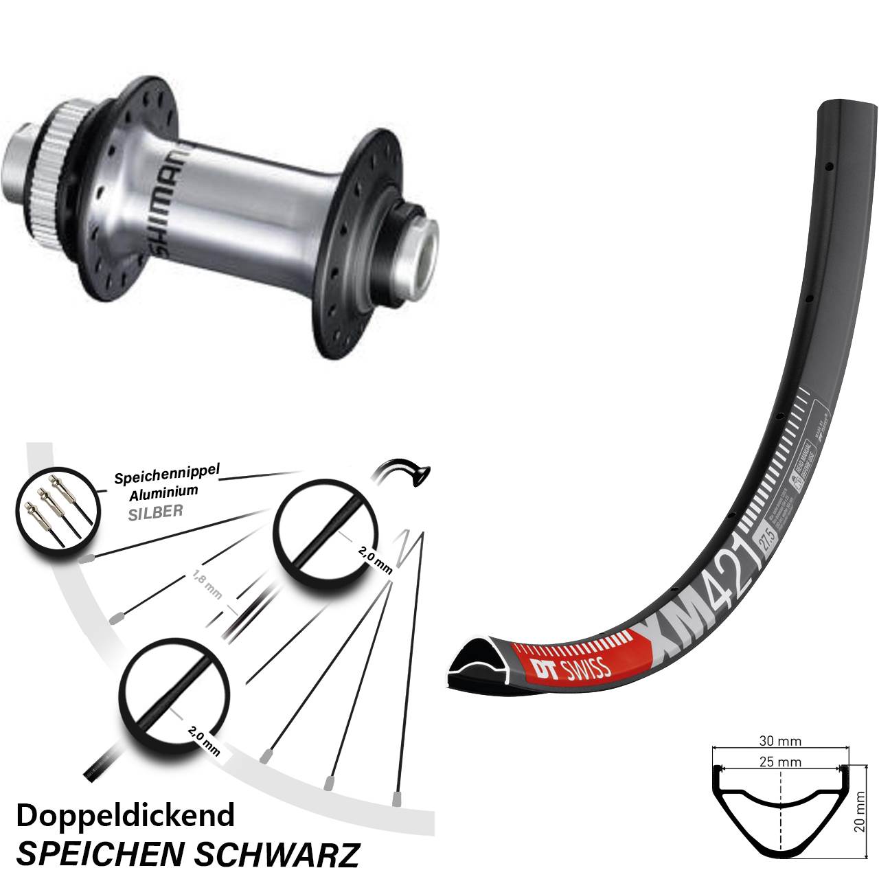 650B DT Swiss XM 421 Shimano RS770 Vorderrad Centerlock 12x100