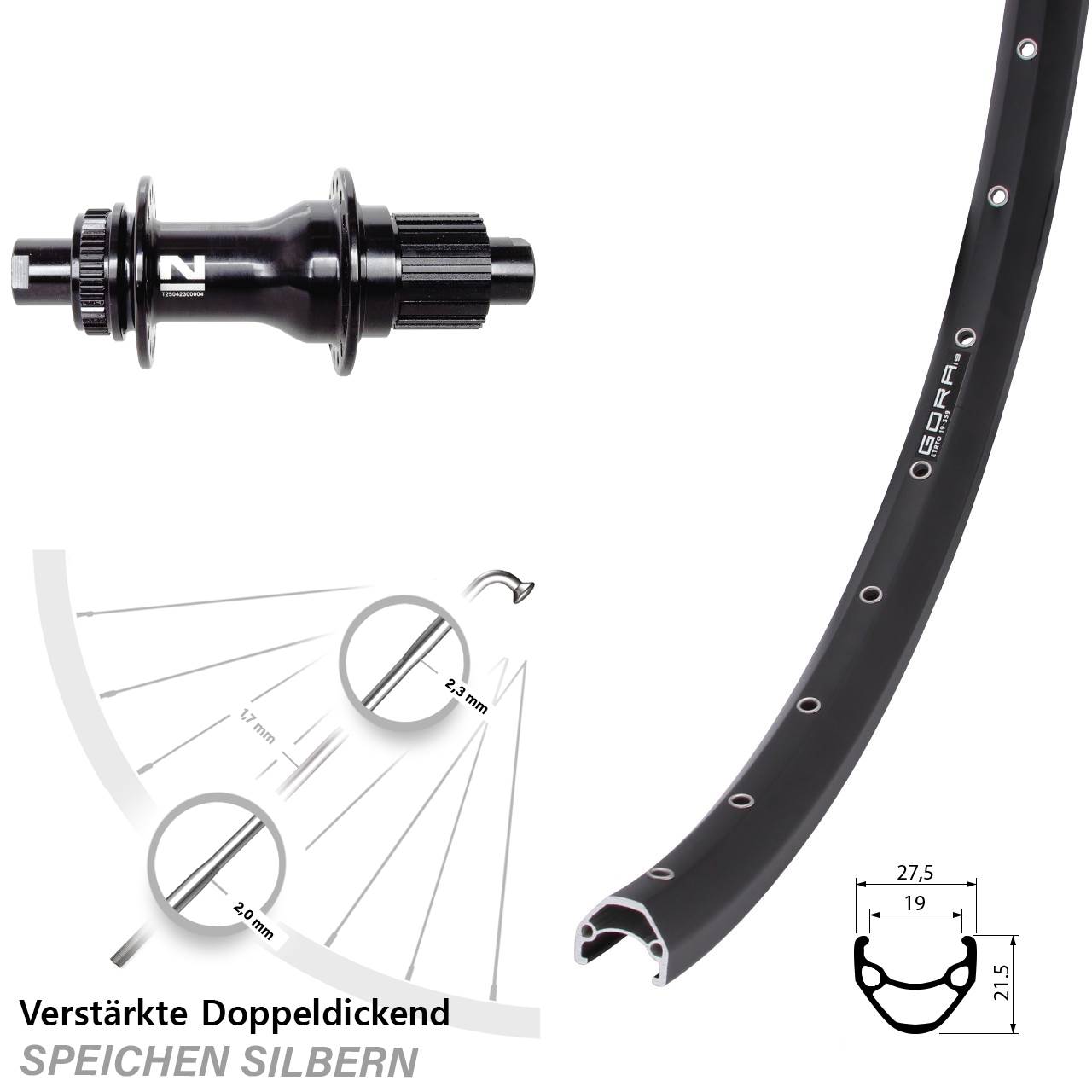 Hinterrad Centerlock 26 Zoll Gora 19 Novatec D792 Shimano Micro Spline 12x142