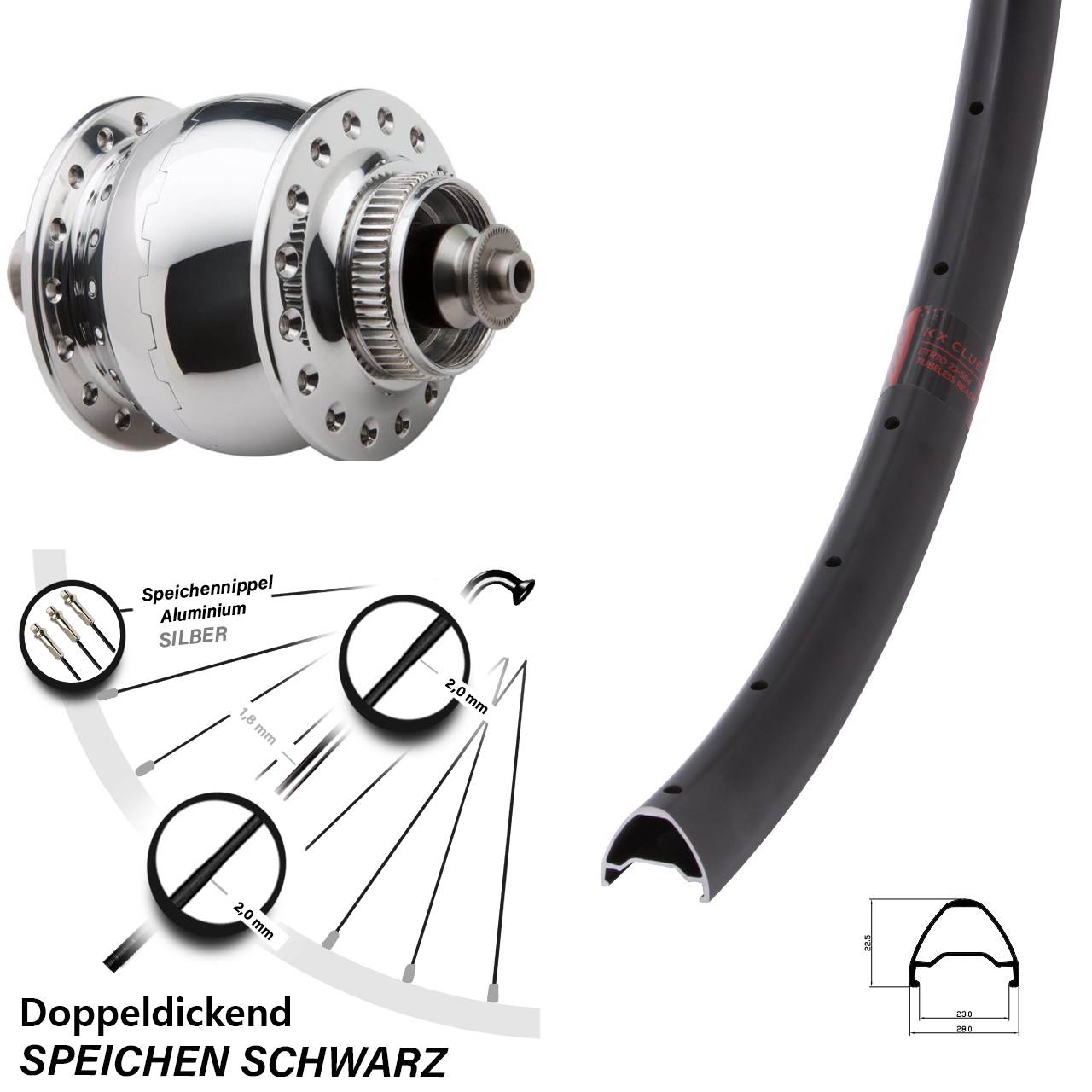28-29 Zoll KX Clue SON 28 Dynamo-Vorderrad Centerlock QR