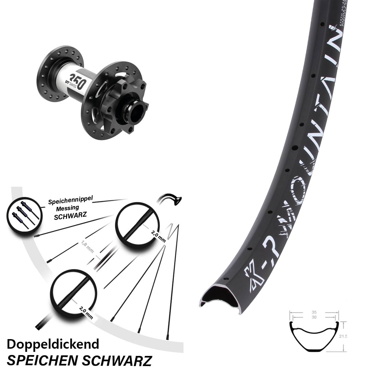 Vorderrad 6-Loch 29 Zoll KX-R Mountain DT Swiss 350 12x100