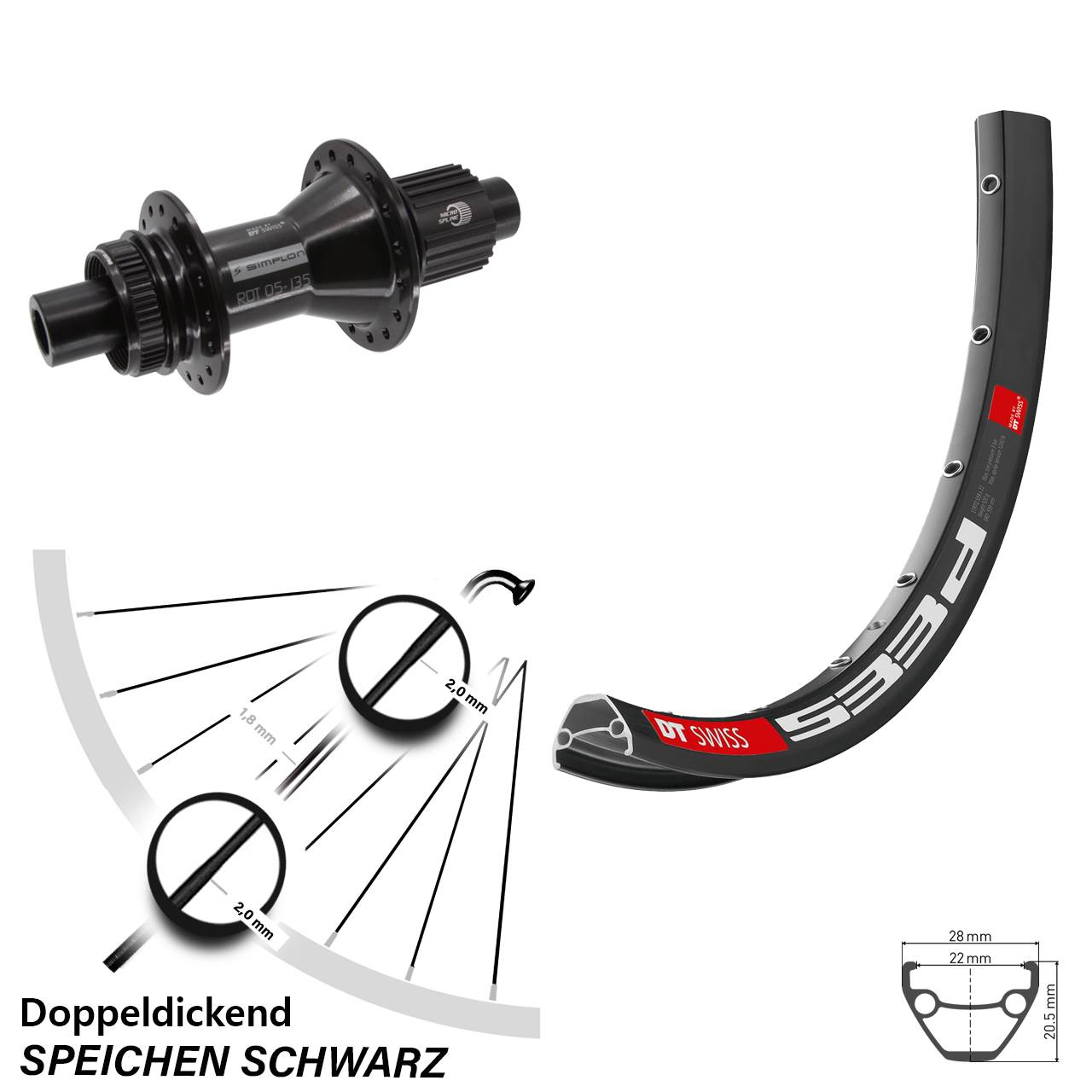 Centerlock Hinterrad 12x142 27,5 Zoll DT Swiss 533d-370 Hybrid Micro Spline