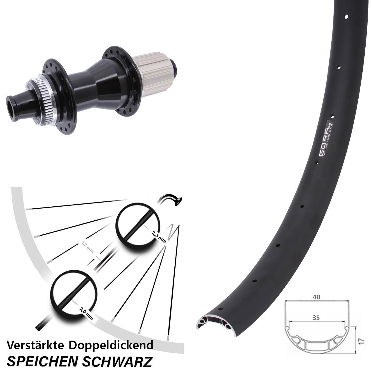 Centerlock Hinterrad 12x142 27,5 Zoll Gora 35 Novatec CL142 8-12 fach HG