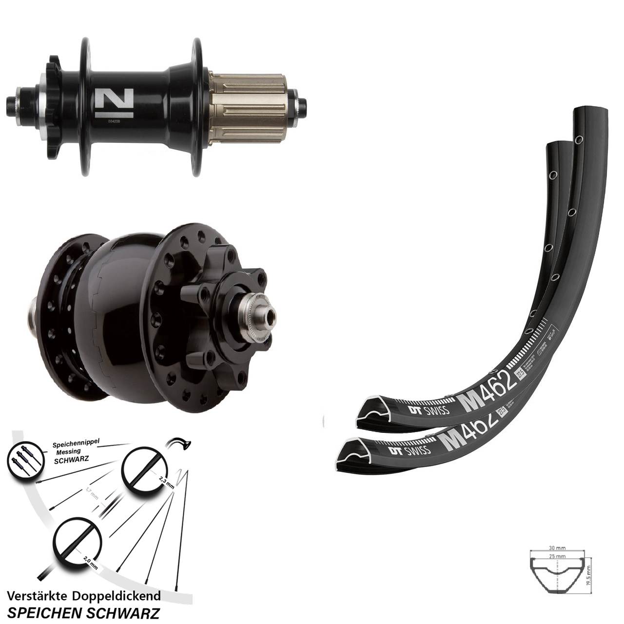 650B DT Swiss M462 Novatec D-042 SB SON 28 Disc 6-Loch Laufrad-Satz QR 8-11 fach HG