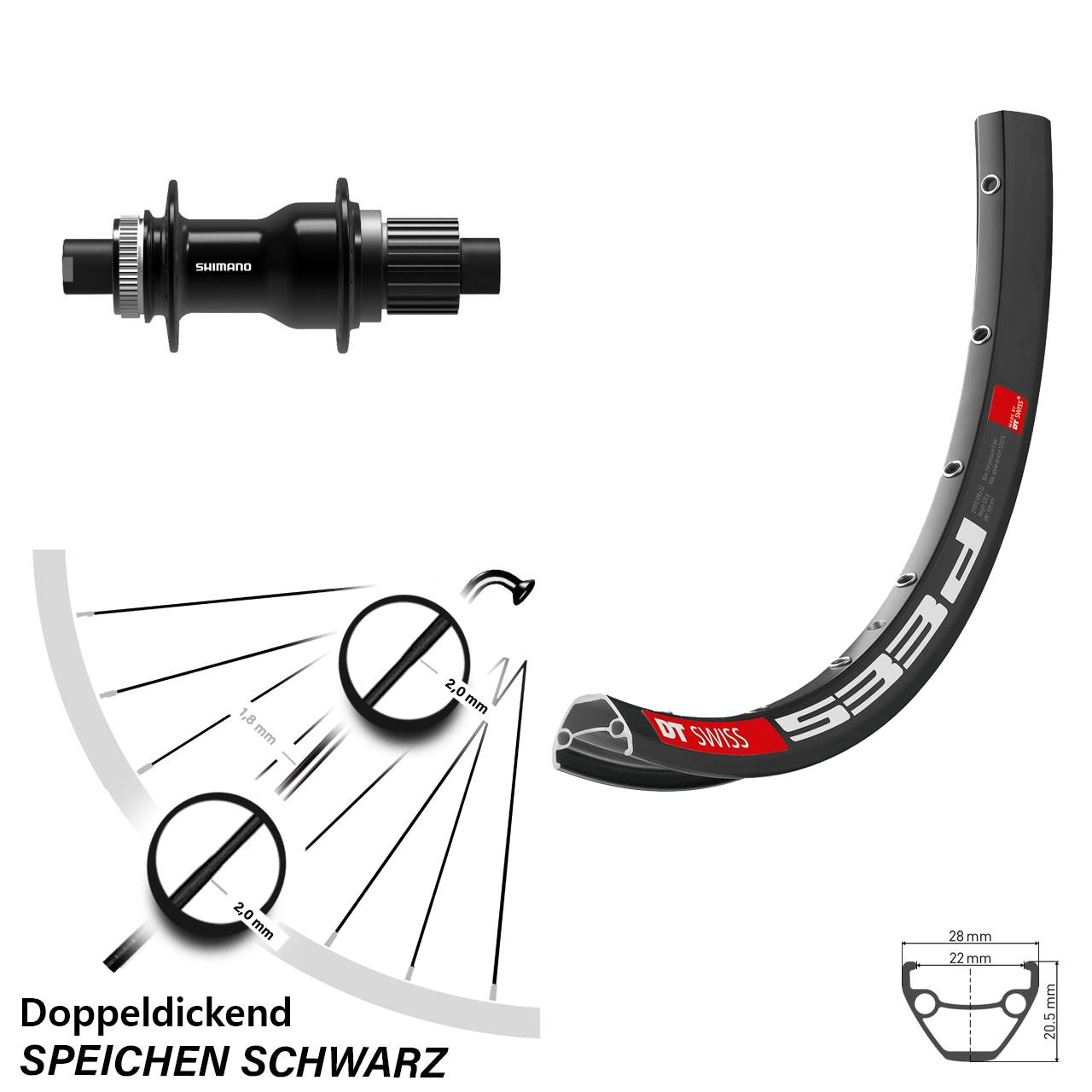 Boost Hinterrad Centerlock 12x148 650B DT Swiss 533d Shimano FH-TC500 Boost Micro Spline