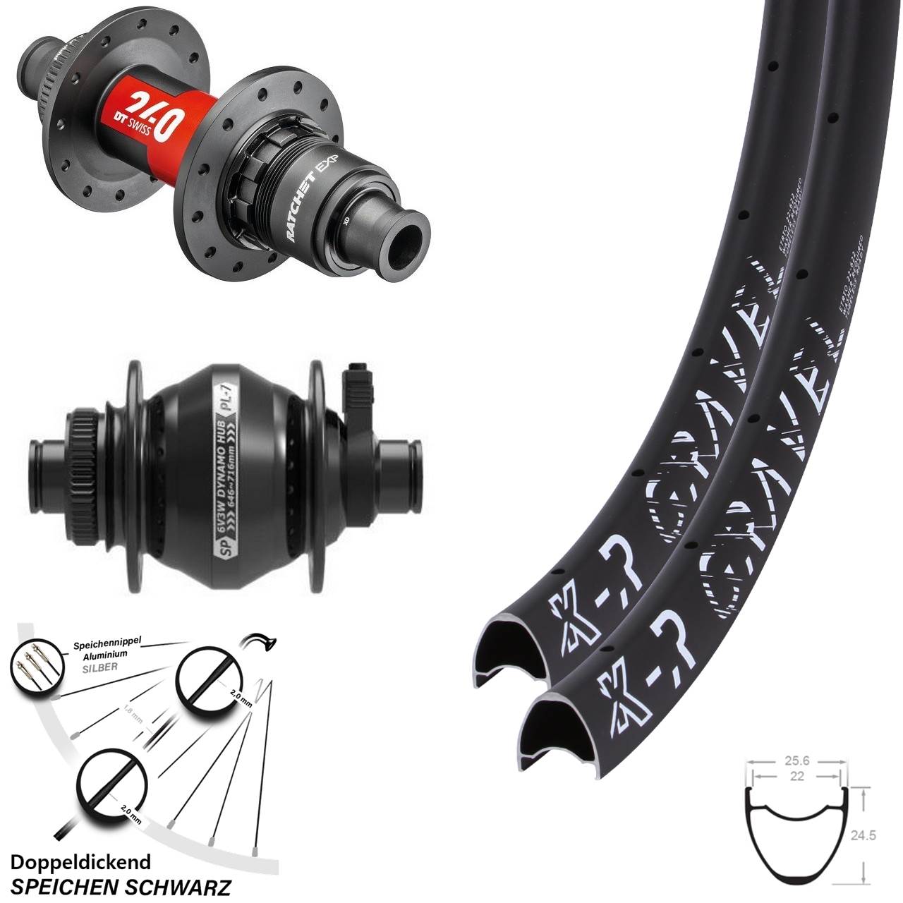 Disc Laufrad-Satz 28 Zoll KX-R Gravel DT Swiss 240 EXP XDR Shutter PL-7 12x100/142