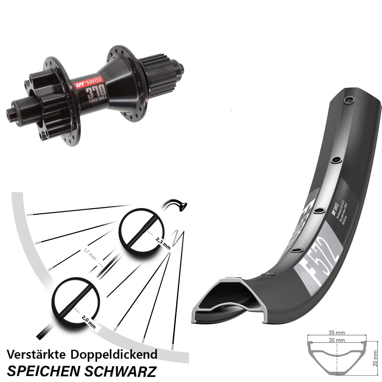 29 Zoll DT Swiss F572 DT Swiss 370 Hinterrad 6-Loch QR Shimano Micro Spline