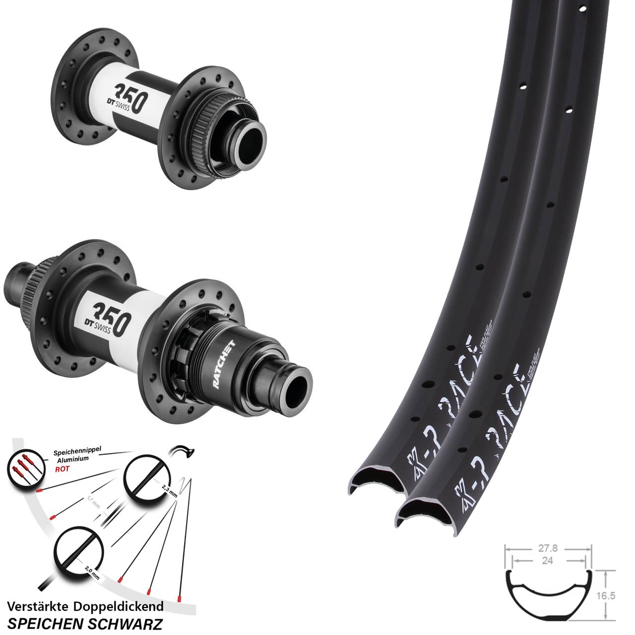 Disc Laufradsatz 28/29 Zoll KX-R Race DT Swiss 350 SRAM XD Disc 15x100 12x142