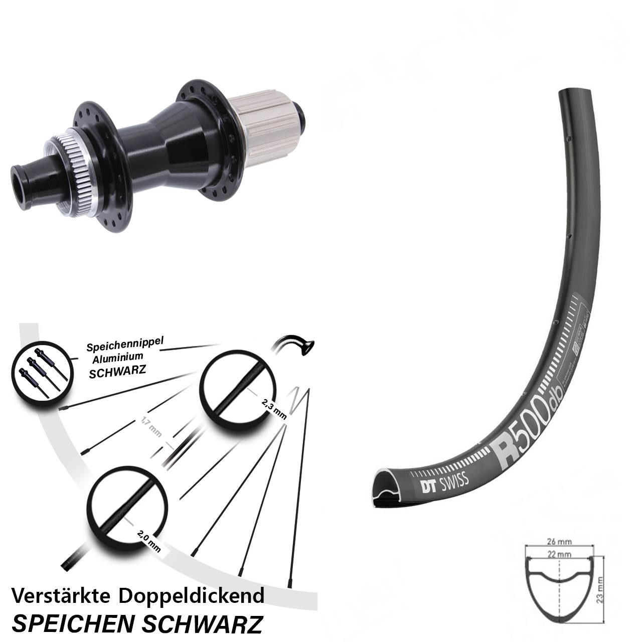 29 Zoll DT Swiss R500 Novatec CL142 Hinterrad Centerlock 12x142 8-12 fach HG