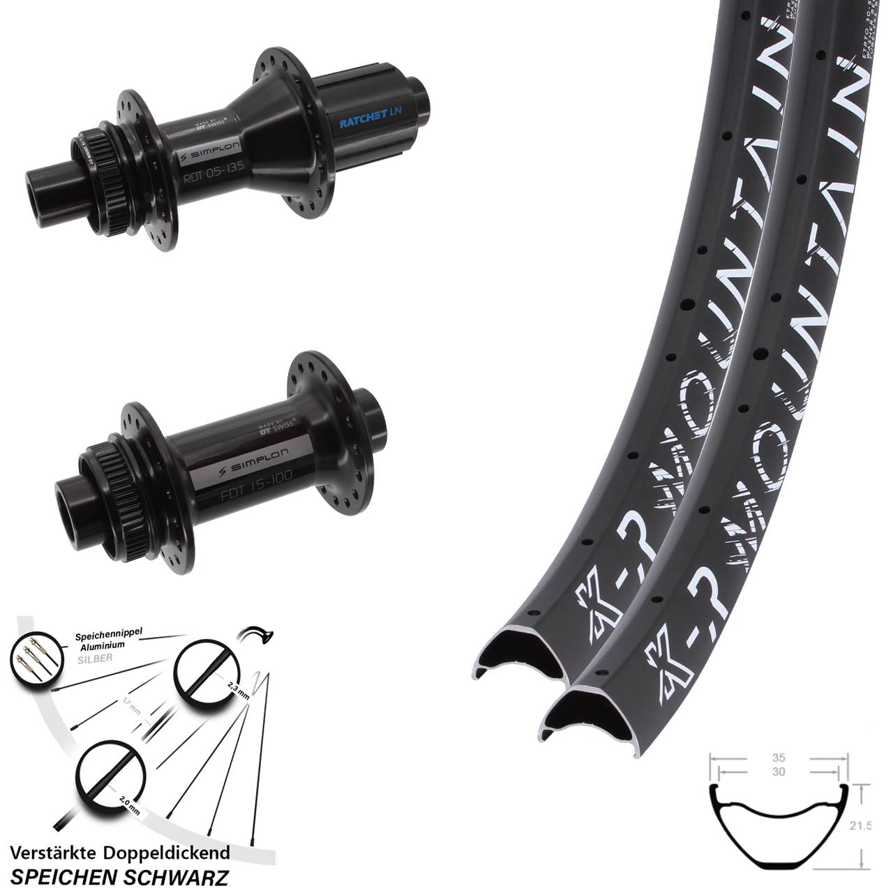 Centerlock Laufradsatz 29 Zoll KX-R Mountain-370 DT Swiss 370 Hybrid 8-11 fach 12x100/142