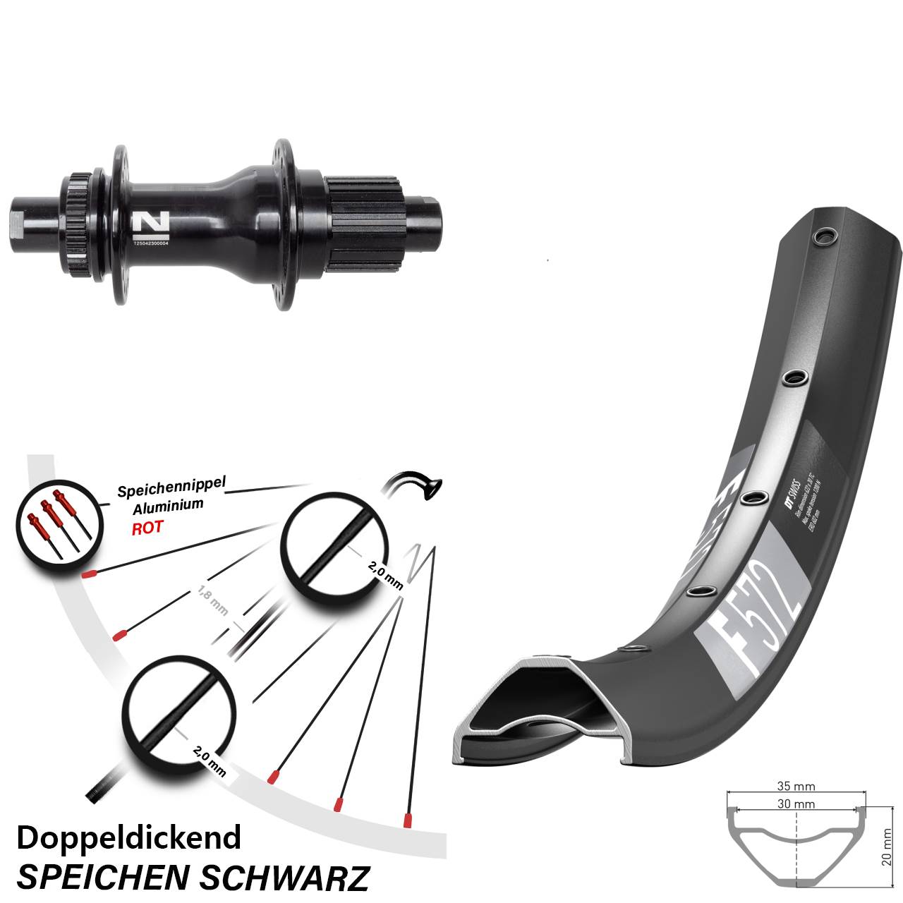 Centerlock Hinterrad 27,5 Zoll DT Swiss F572 Novatec D792SB Micro Spline 12x142