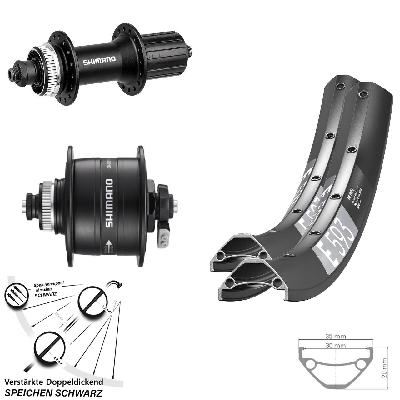 DT Swiss E593 Shimano Alivio DH-3D37 29 Zoll Centerlock Laufradsatz QR 8-11 fach HG