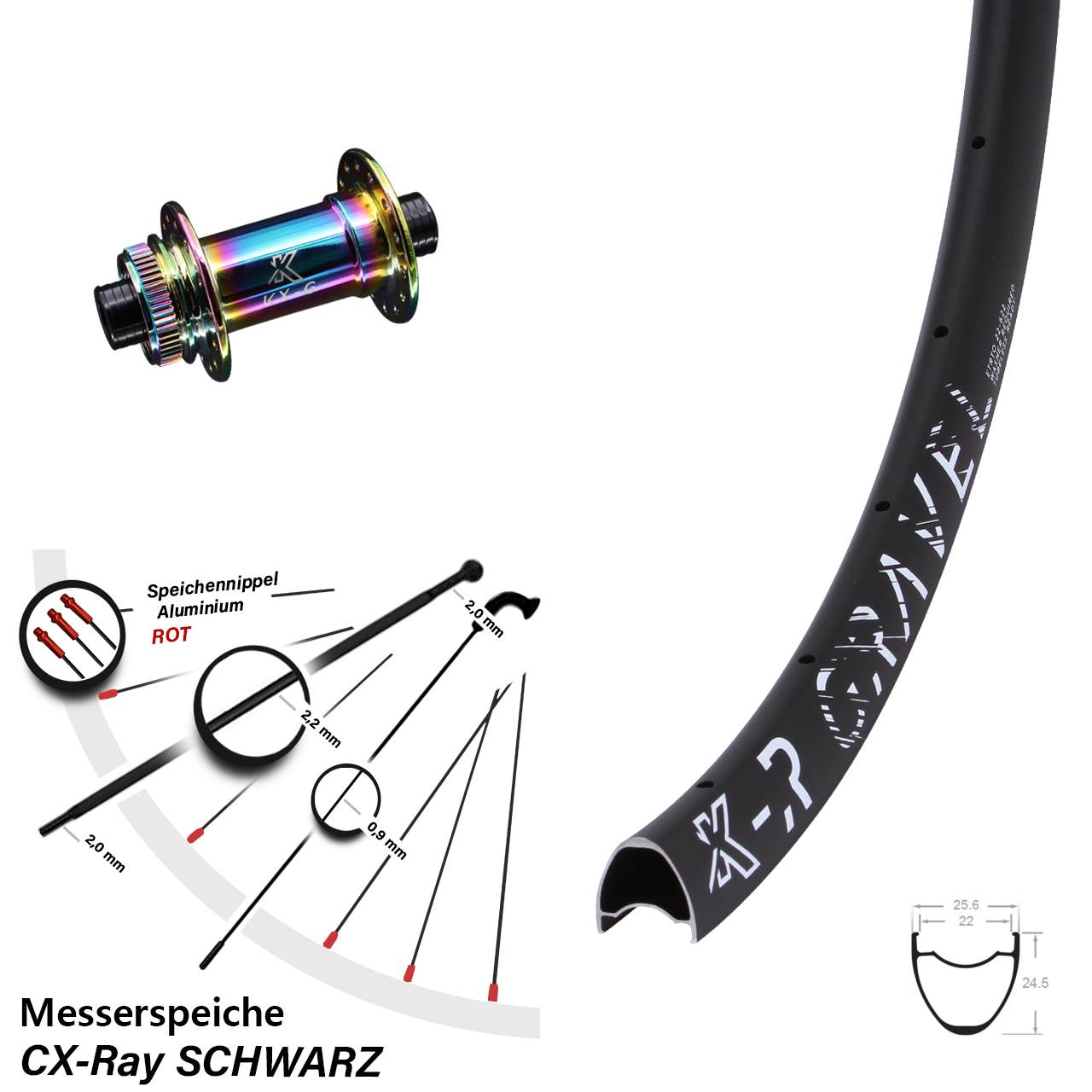 28 Zoll KX-R Gravel oilslick Vorderrad Centerlock 12x100 CX-Ray