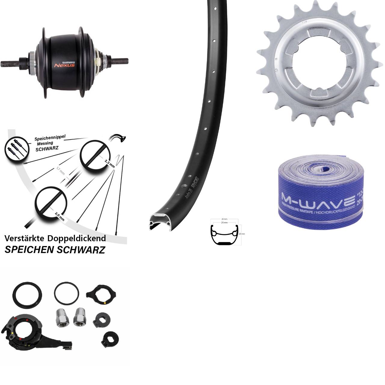 Hinterrad 28 Zoll Ryde Andra 25 Shimano Nexus 8 Gang Centerlock