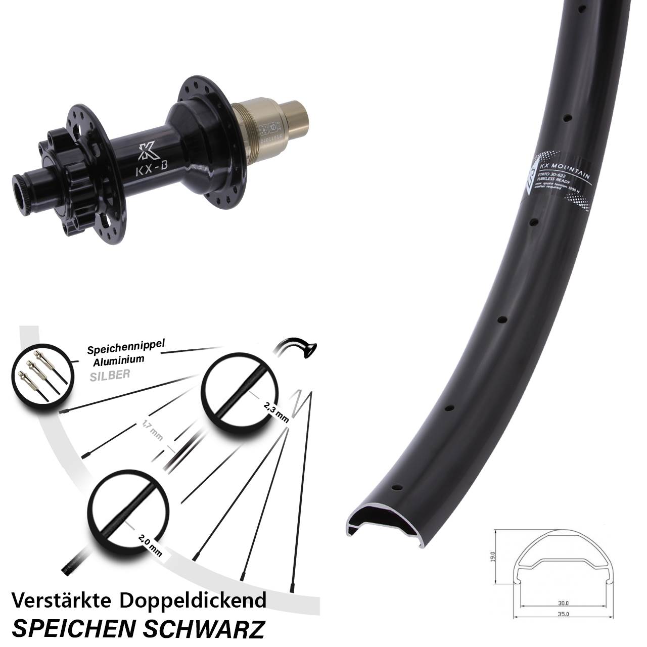 Boost Hinterrad 6-Loch 12x148 29 Zoll KX-B Mountain XD