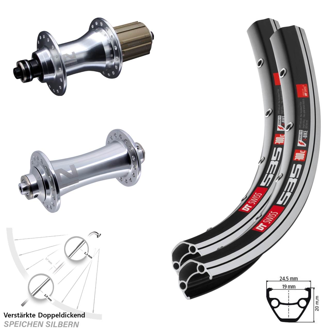 26 Zoll DT Swiss 535 Novatec A-141SB F162 Laufradsatz QR 8-12 fach HG