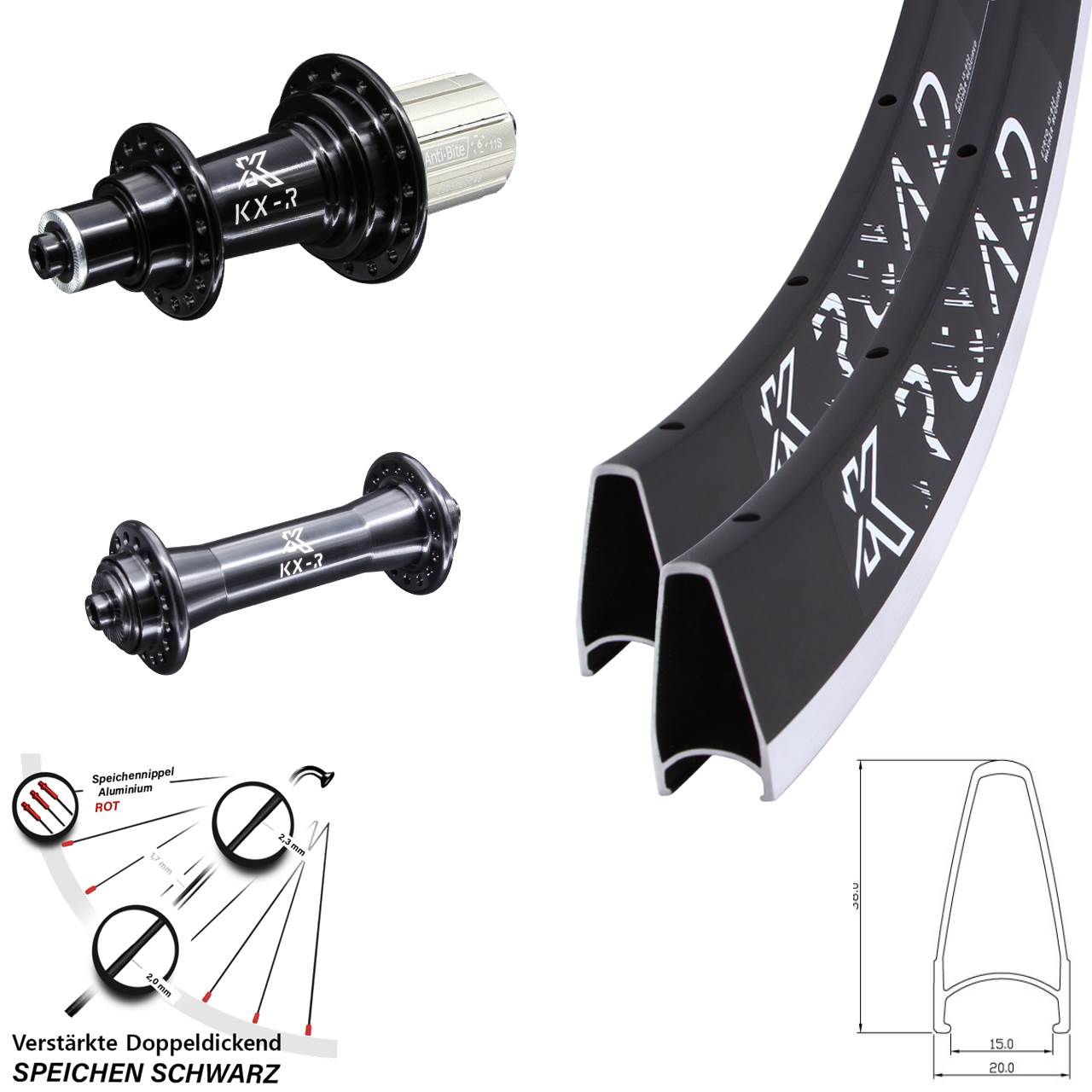 Laufradsatz 28 Zoll KX-R 8-12 fach HG für Schnellspanner