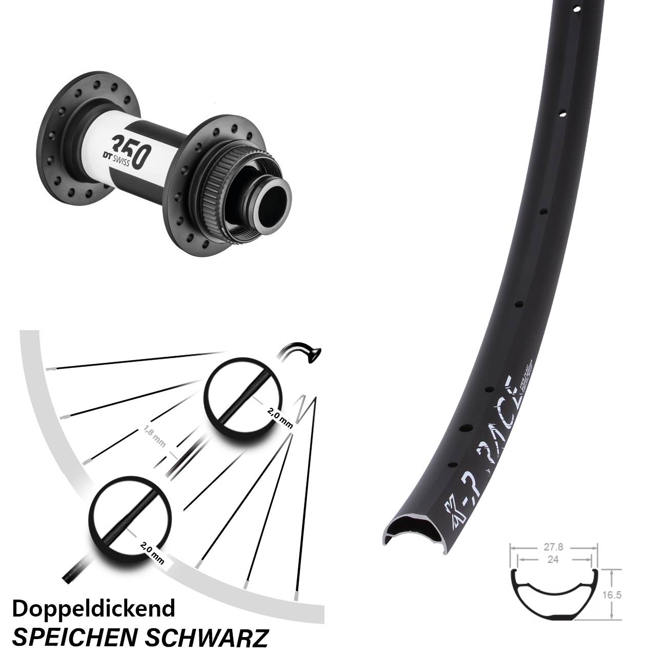 29 Zoll KX-R Race DT Swiss 350 Vorderrad Centerlock 15x110 Boost