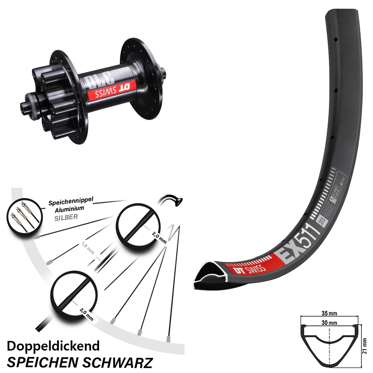DT Swiss EX511-370 29 Zoll Disc Laufrad QR