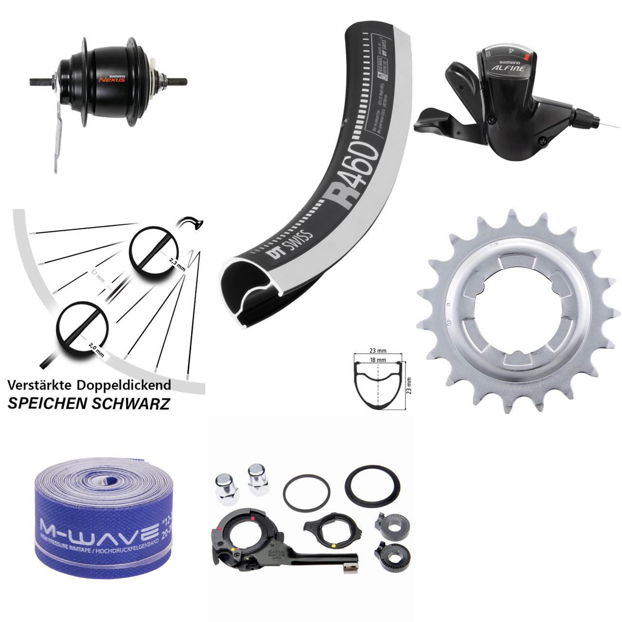 Hinterrad 28 Zoll Shimano Nexus 8 Gang DT Swiss R460 Rücktrittbremse