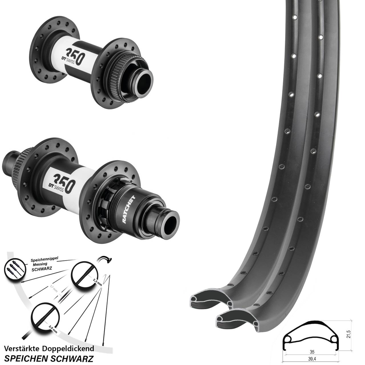 Disc Laufrad-Satz 29 Zoll Ambrosio E35 DT Swiss 350 XD 15x100 12x142