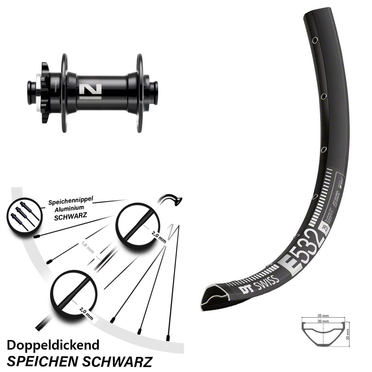 DT Swiss E 532 Novatec D041 27,5 Zoll 6-Loch Vorderrad 15x110 Boost