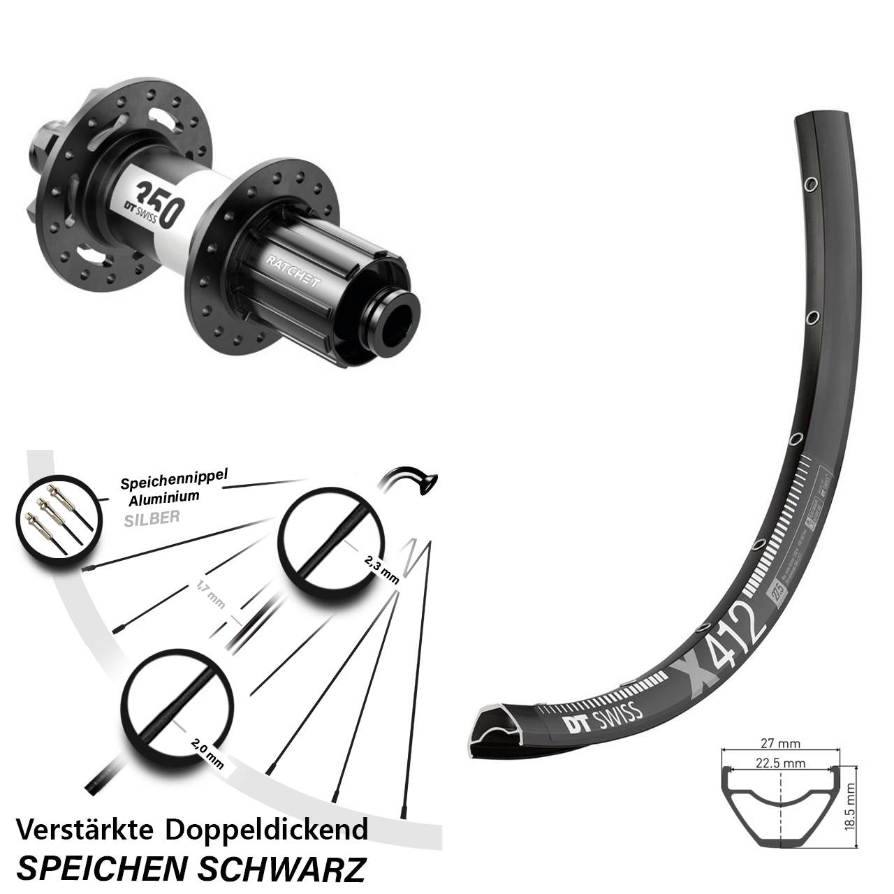 Disc Laufrad 12x148 28-29 Zoll DT Swiss X412-350 8-11 fach HG