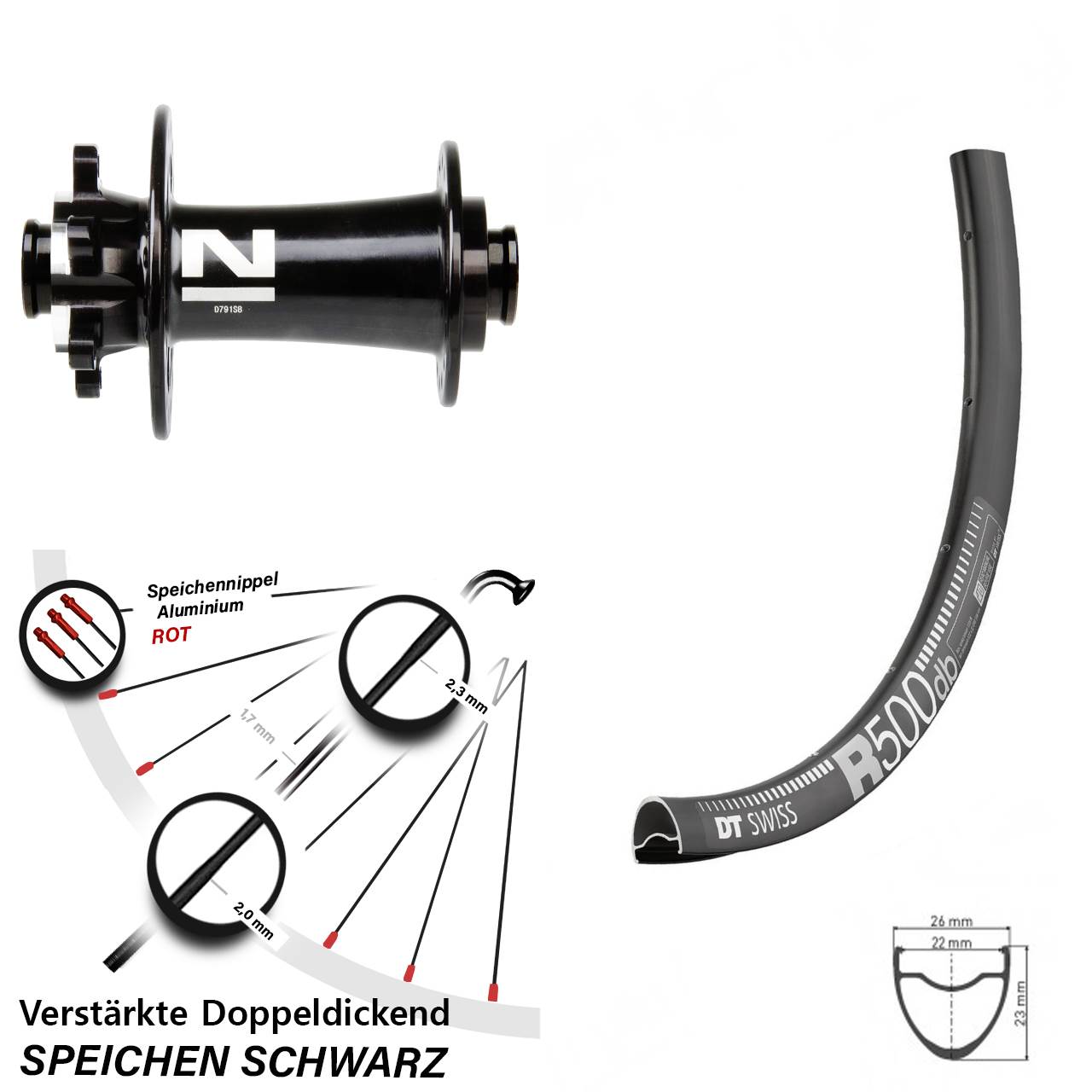 Vorderrad 6-Loch 29 Zoll DT Swiss R 500 Novatec D791 12x100
