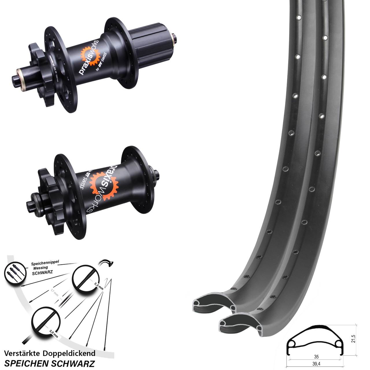 Laufradsatz 6-Loch 29 Zoll Ambrosio E35 DT Swiss 350 8-11 fach für Schnellspanner