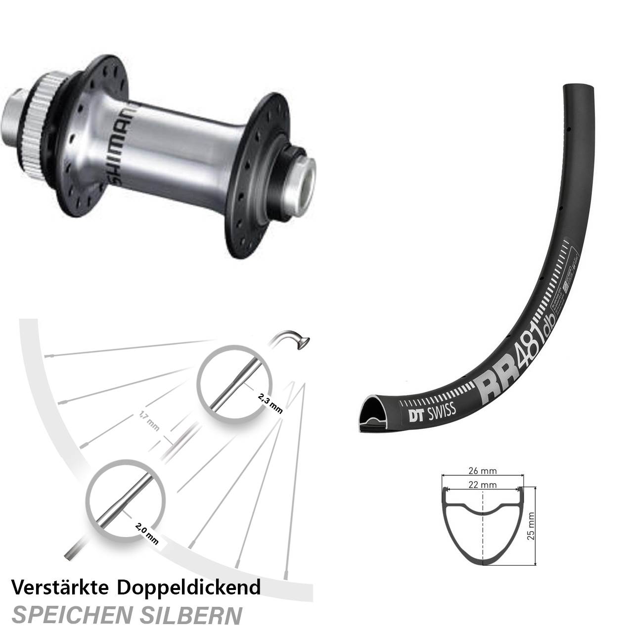 DT Swiss RR481 Shimano RS770 28 Zoll Centerlock Vorderrad 12x100