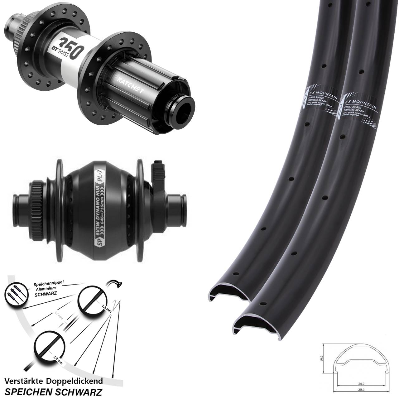 29 Zoll KX Mountain SP PL-7 DT Swiss 350 HG Centerlock Laufradsatz 12x100/142