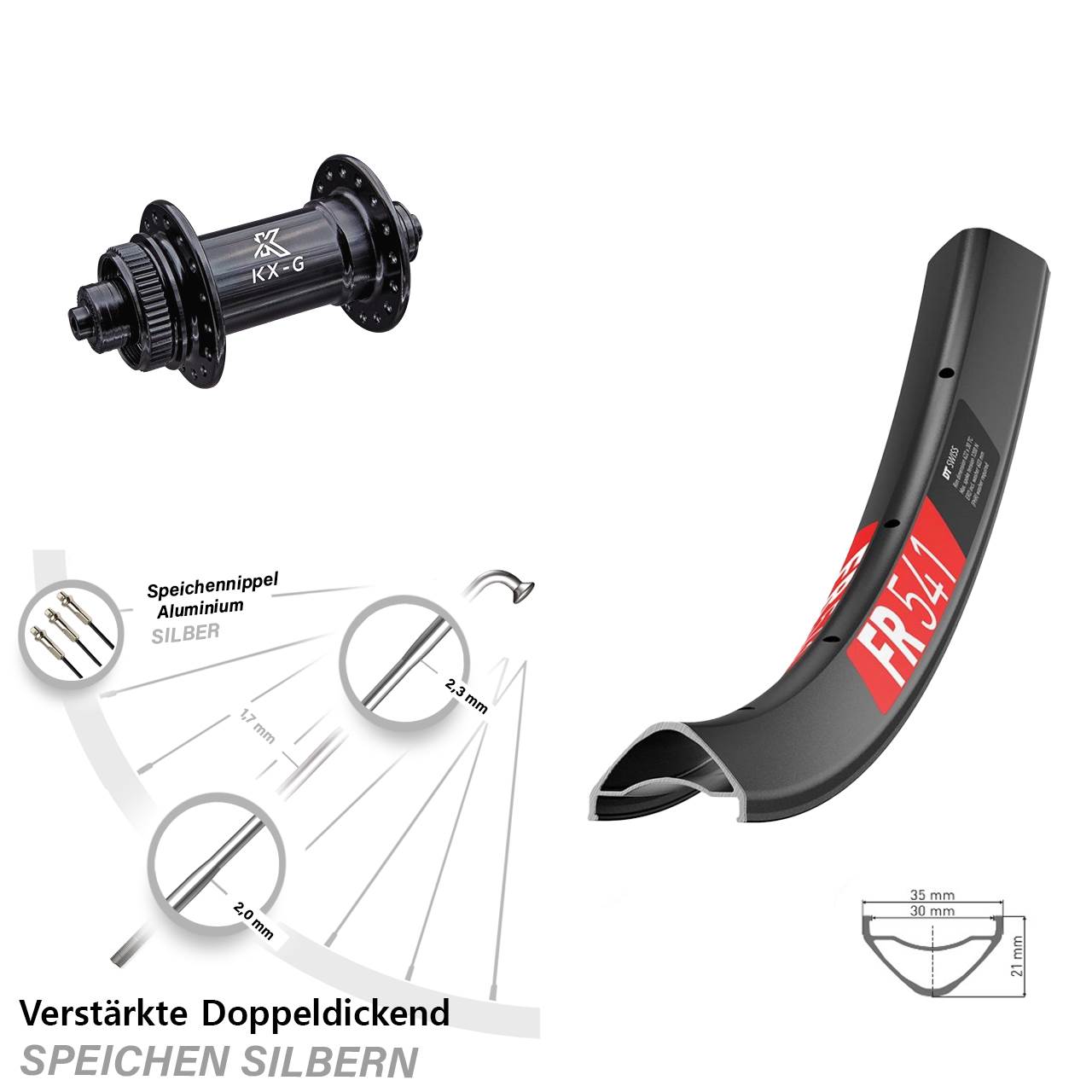 DT Swiss FR 541 KX-G 29 Zoll Disc Laufrad für Schnellspanner