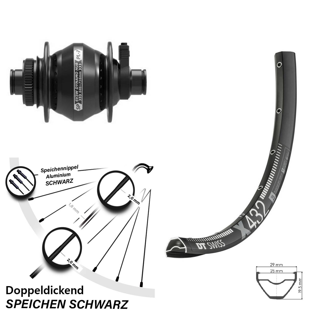 Vorderrad 28-29 Zoll DT Swiss X432 Shutter PL-7 12x100 Centerlock