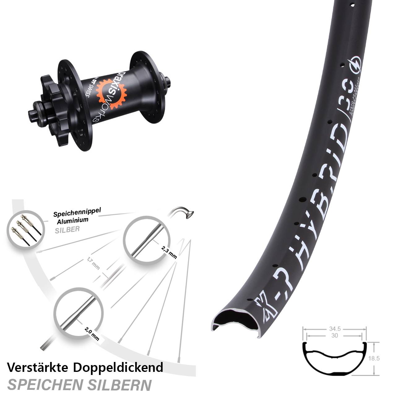 Disc Laufrad QR 29 Zoll KX-R Hybrid 30 DT Swiss 350