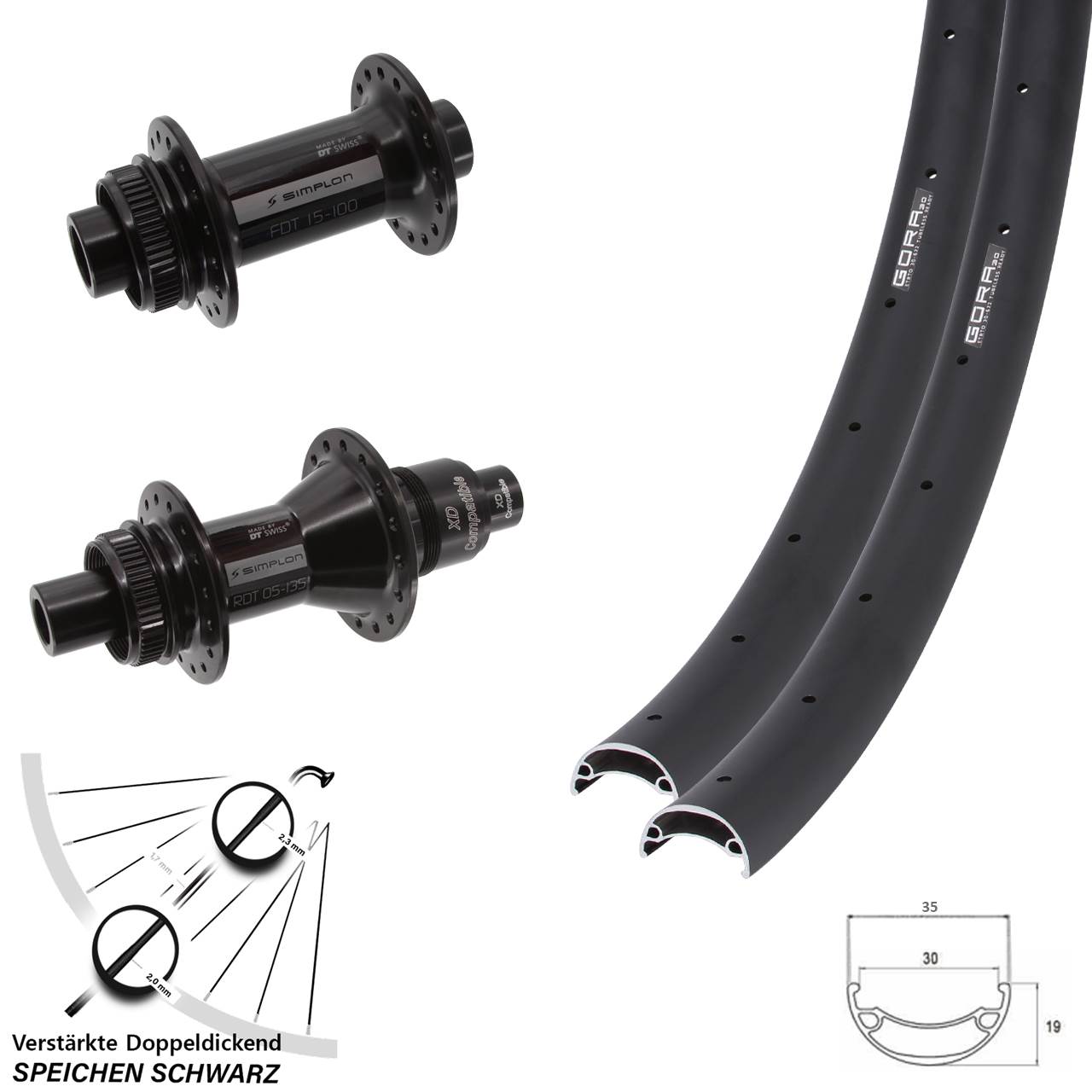 Disc Laufradsatz 26 Zoll Gora 30 DT Swiss 370 XD 15x100 12x142